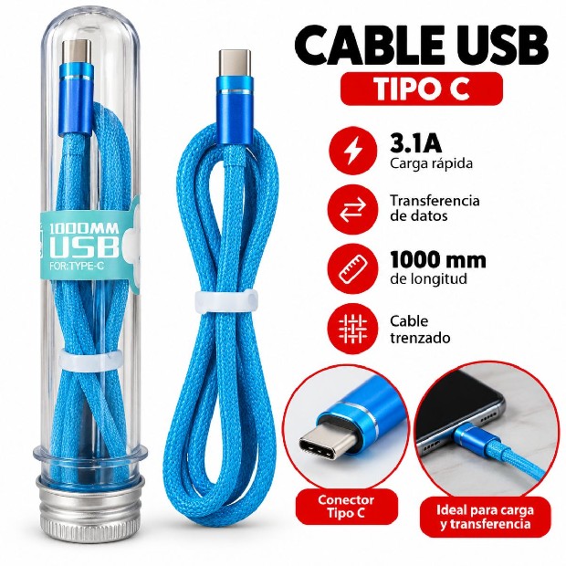 &ua CABLE CARGADOR TIPO C EN TUBO